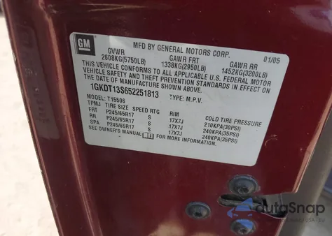 2005 GMC Envoy Slt из США, поврежденный, VIN 1GKDT13S652251813